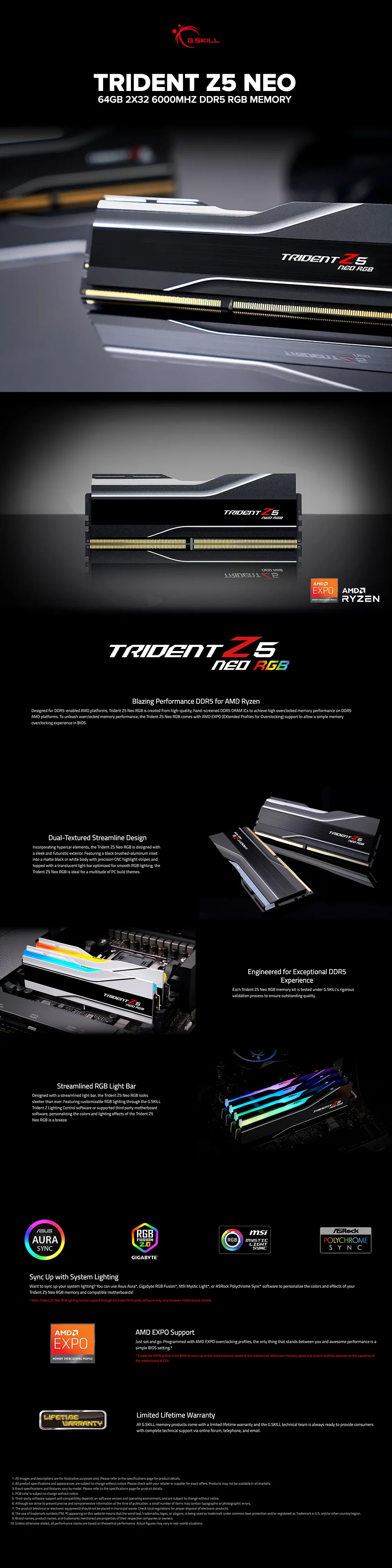G.Skill Trident Z5 Neo 64gb 2x32 6000mhz Ddr5 RGB Memory - Image 6