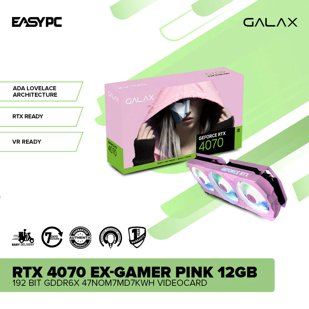 Galax NVIDIAÂ® GeForce RTX 4070 EX-Gamer PINK 12GB 192 BIT GDDR6X 47NOM7MD7KWH Videocard - Image 2