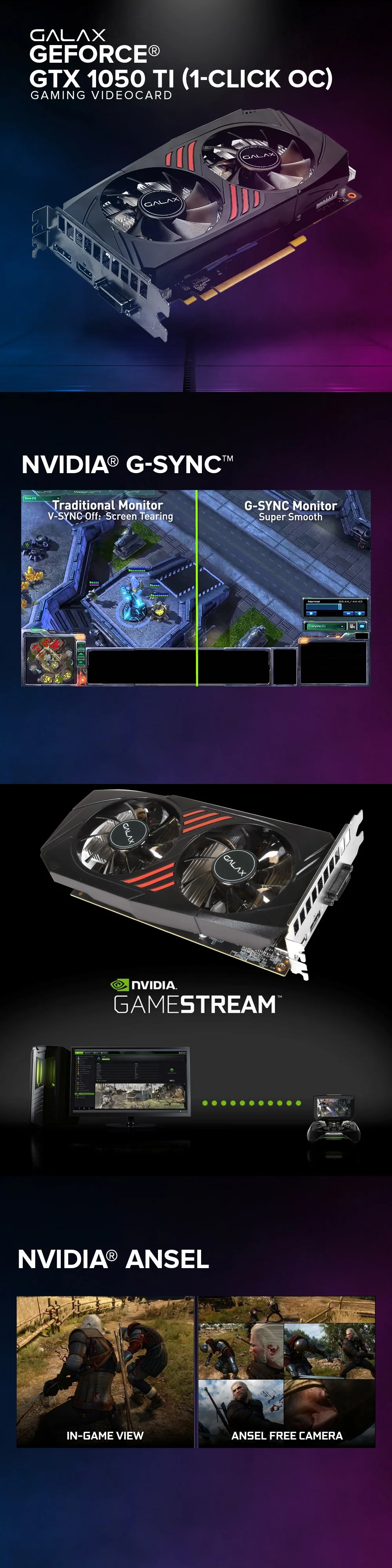 Galax NVIDIA® GeForce GTX™ 1050Ti 1Click OC Gaming Videocard 4GB 128bit DDR5 - Image 6