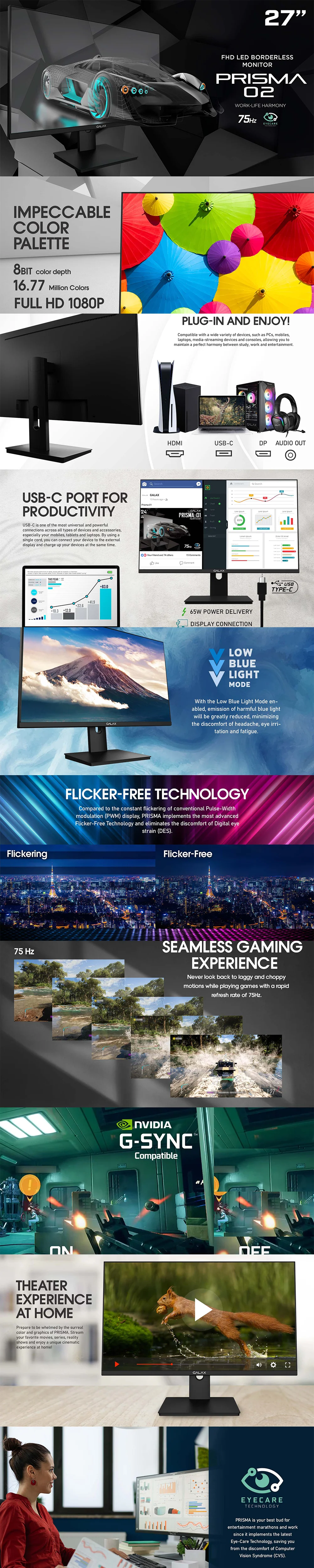 Galax Prisma - 02 27" 75HZ G-Sync FHD Monitor - Image 6