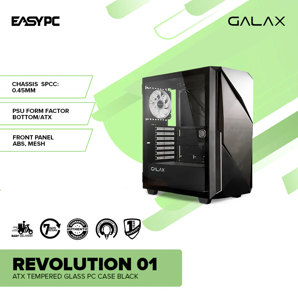 Galax Revolution 01 ATX Tempered Glass PC Case Black - Image 2