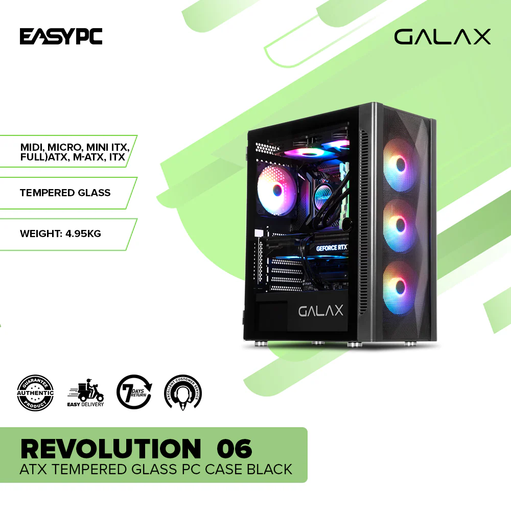 Galax Revolution 06 ATX Tempered Glass PC Case Black - Image 2