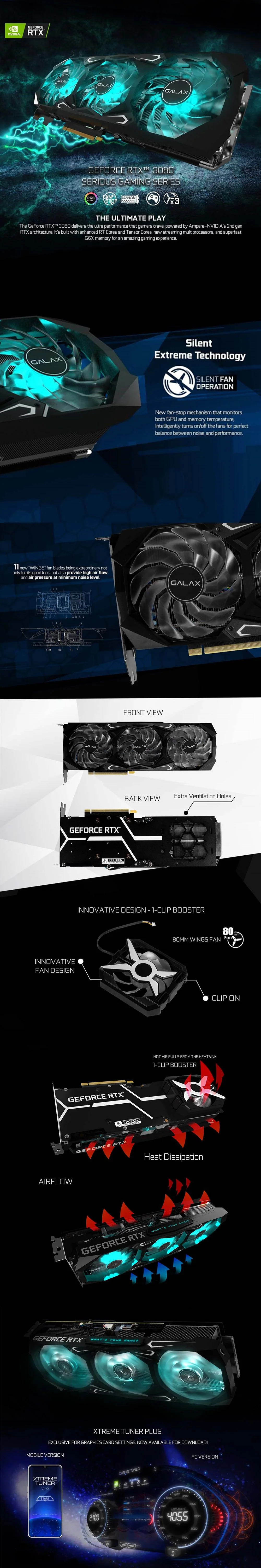 Galax NVIDIAÂ® GeForce RTXÂ™ 3080 1-Click OC 384bit GDdr6X Gaming Videocard - Image 6