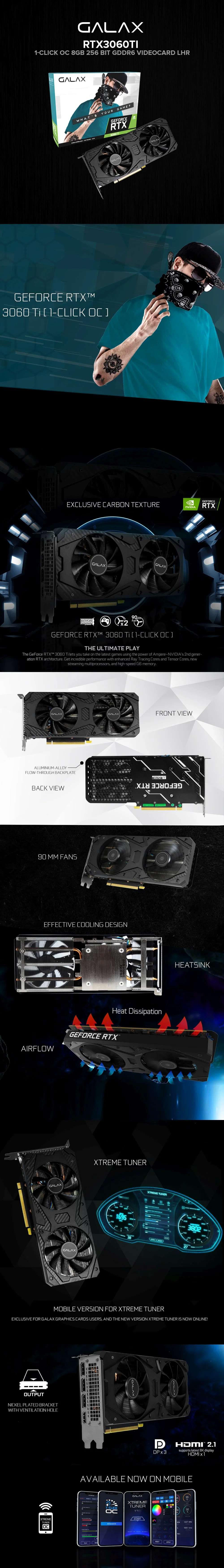 Galax NVIDIA GeForce RTX™ 3060Ti 1-Click OC and OC Plus 8GB 256-bit GDDR6 Gaming Videocard LHR OC - Image 9