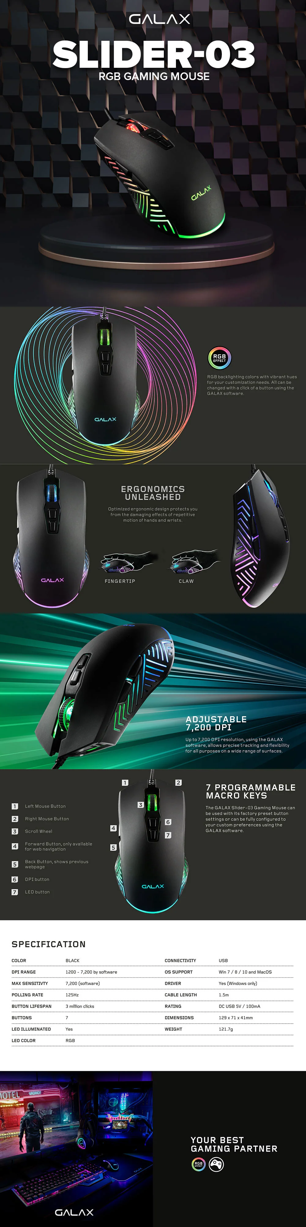 Galax Slider-03 RGB Gaming Mouse - Image 7