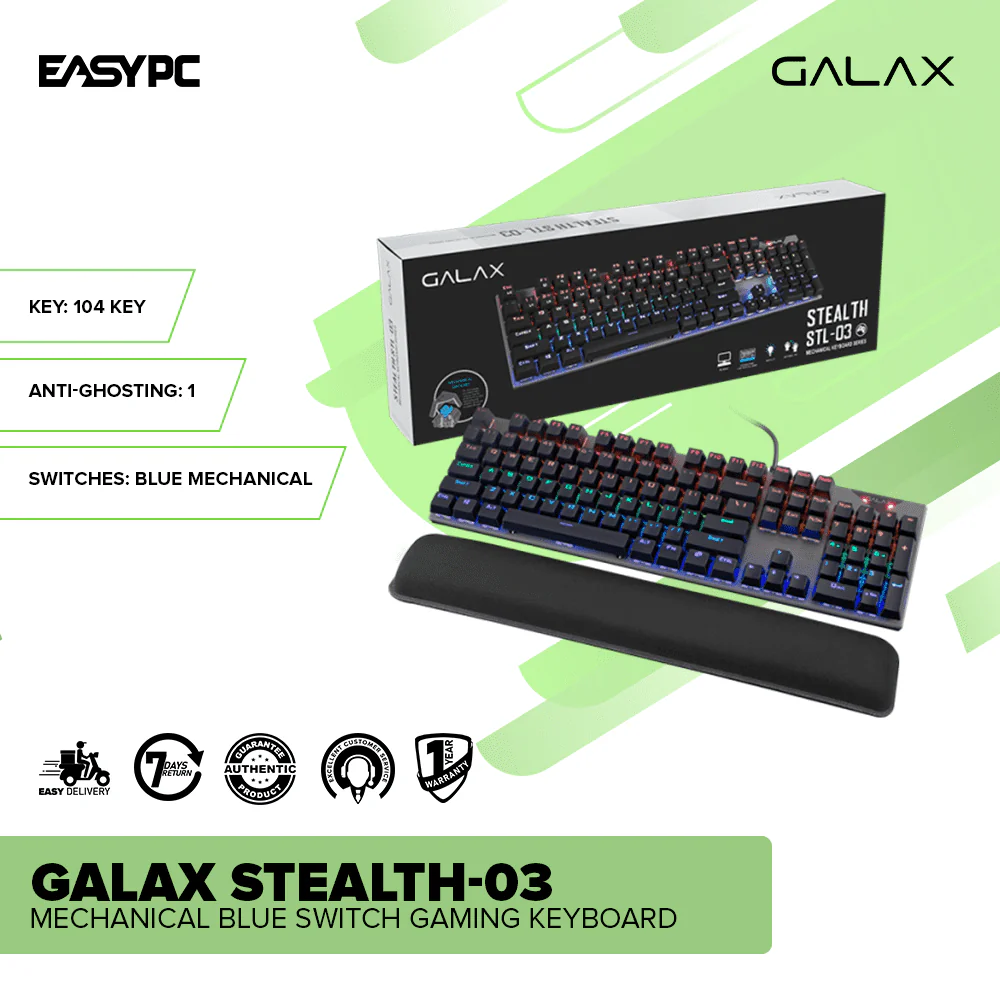 Galax Stealth-03 Mechanical Blue Switch Gaming Keyboard - Image 2