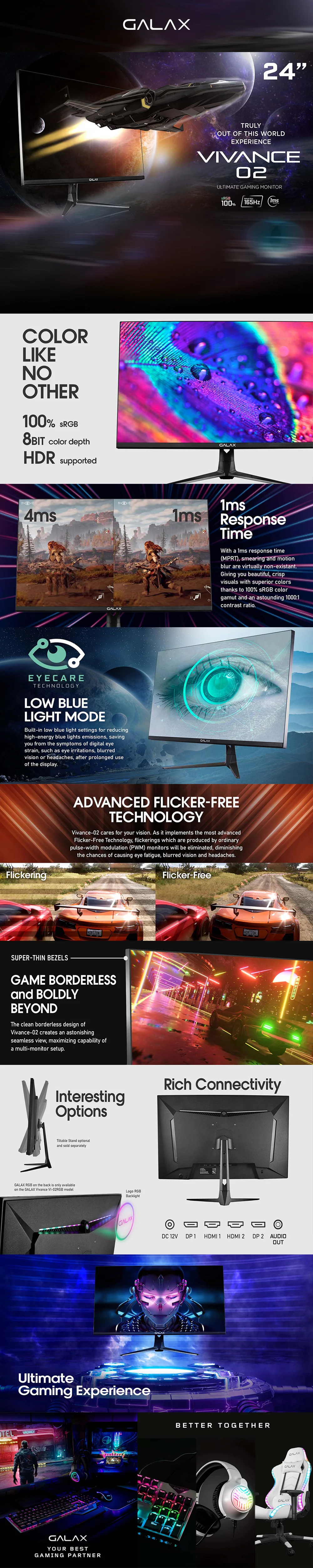 Galax Vivance (VI-02) 24" 165hz IPS Borderless Gaming Monitor - Image 5