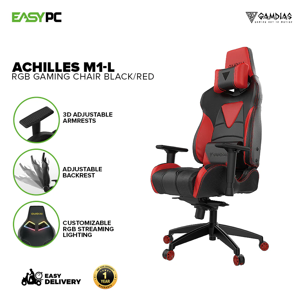 Gamdias Achilles M1-L RGB Black, Black/Blue, Black/Red Gaming Chair 14BAN - Image 12
