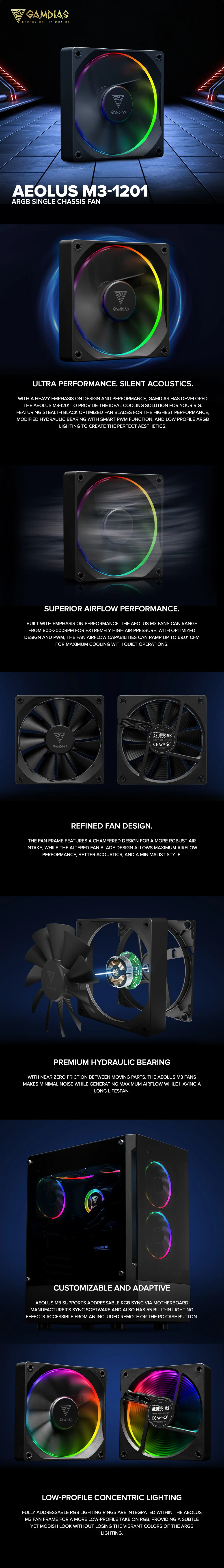 Gamdias AEOLUS M3-1201 ARGB Single Chassis fan - Image 6