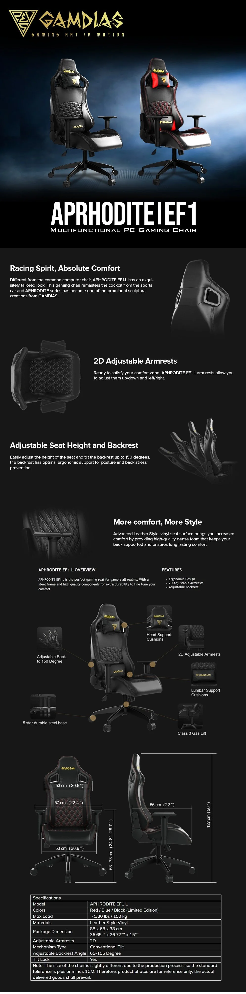 Gamdias Aprhodite EF1-L BB/BR, 2d Armrest, Gaming Chair 14BAN - Image 11