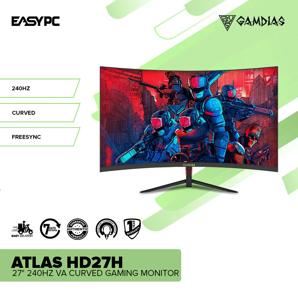 Gamdias Atlas HD27H 27" 240Hz VA Curved Gaming Monitor - Image 2