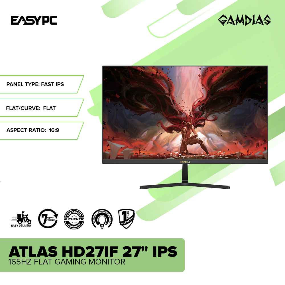 GAMDIAS ATLAS HD27IF 27" IPS 165Hz Flat Gaming Monitor - Image 2