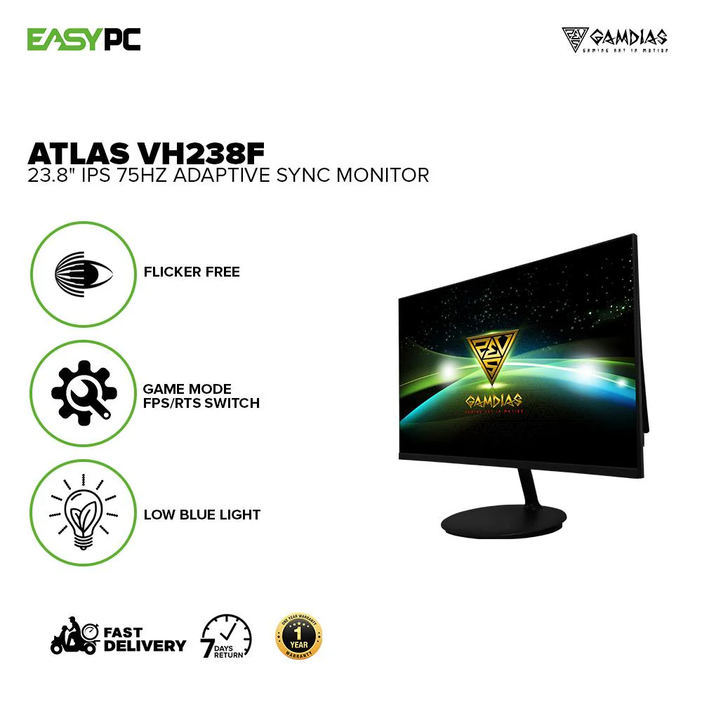 GAMDIAS ATLAS VH238F IPS/ VH238F VA/ VH238FII VA 75hz FLAT VA Monitor - Image 2
