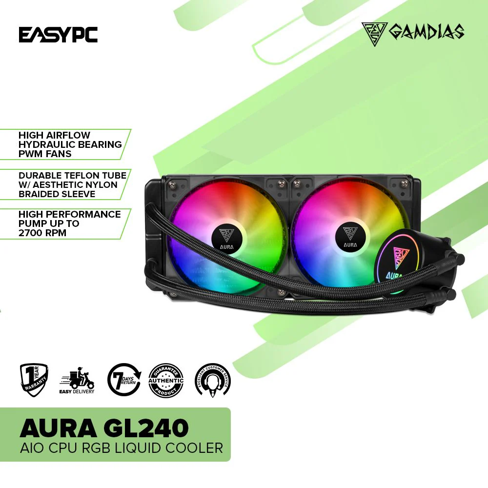 Gamdias Aura GL240 AIO CPU RGB Liquid Cooler - Image 2
