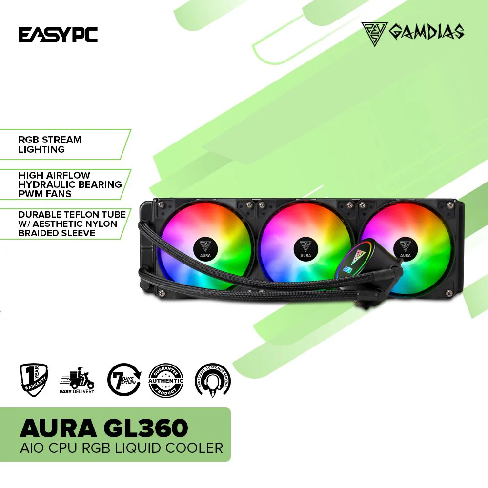 Gamdias Aura GL360 AIO CPU RGB Liquid Cooler - Image 2