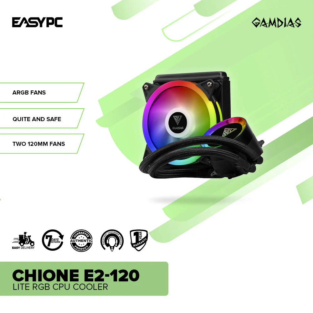 Gamdias Chione E2-120 LITE RGB Hydraulic Bearing Durable Teflon Tube Mirror Finish Pump CPU Cooler - Image 2