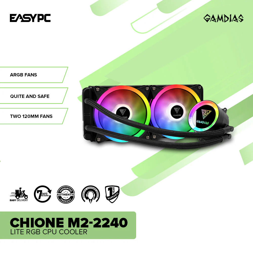 Gamdias Chione M2-2240 LITE RGB Durable Teflon Tube Mirror Finish Pump Hydraulic Bearing CPU Cooler - Image 2