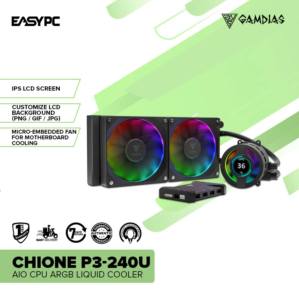 Gamdias Chione P3-240U AIO CPU ARGB Liquid Cooler - Image 2