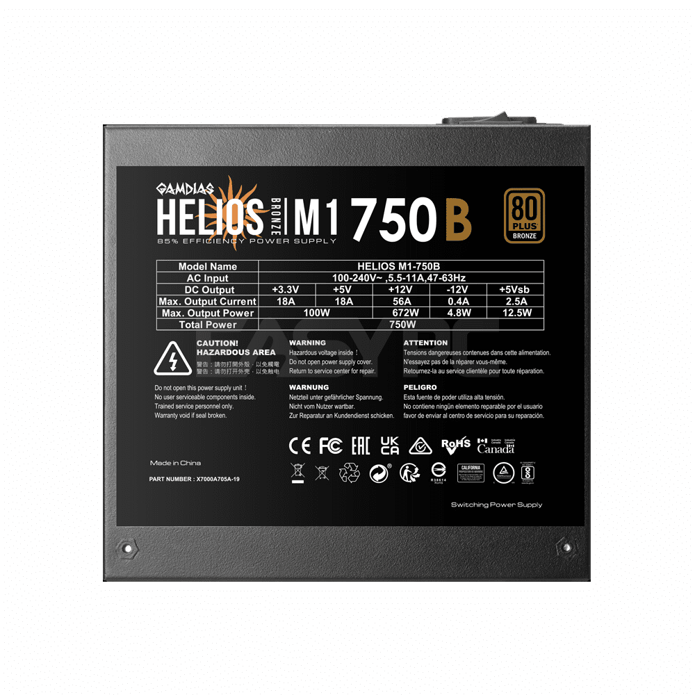 Gamdias M1-750B 750W 80 Plus Bronze Power Supply - Image 5