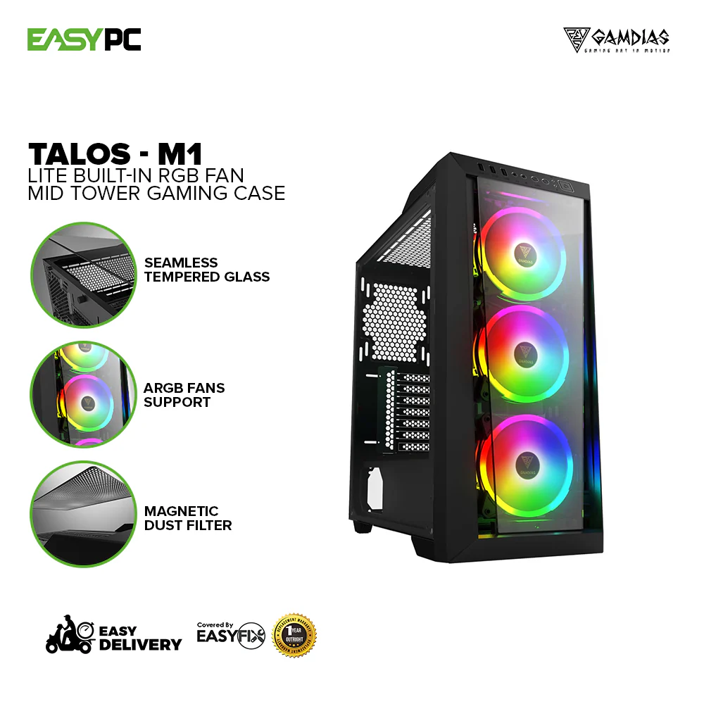 Gamdias Talos-M1 Lite Built-in RGB Fan Mid Tower Gaming Case - Image 2