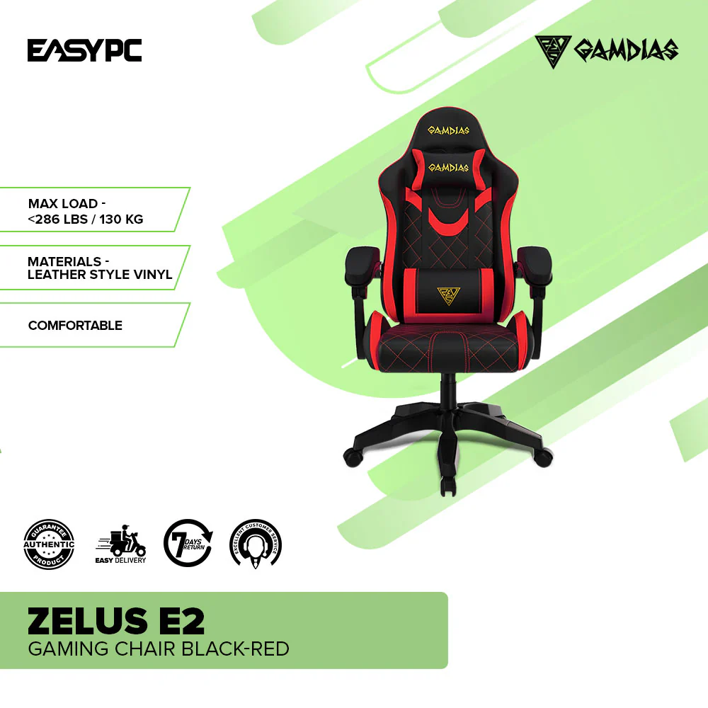 Gamdias Zelus E2 Gaming Chair Black or Black-Red - Image 9