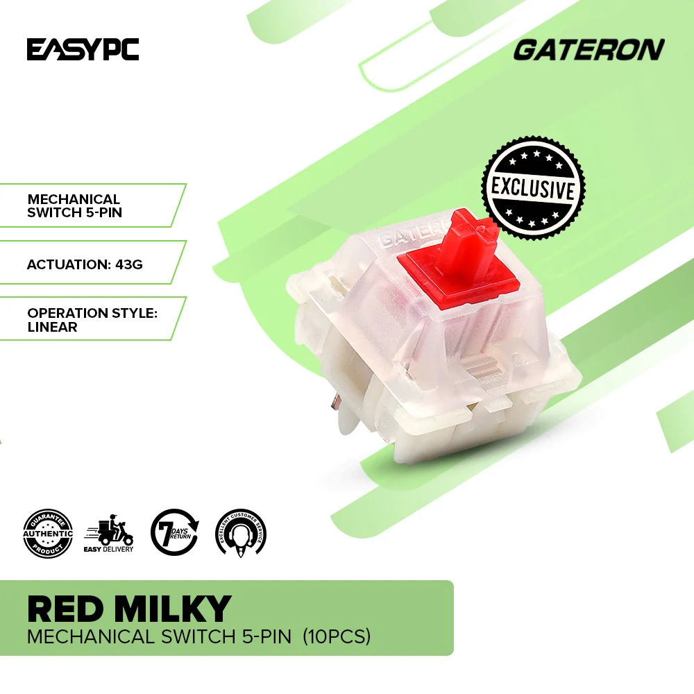 GATERON Yellow Milky ,Red Milky and Black Milky 5-PIN Mechanical Switches. - Image 30