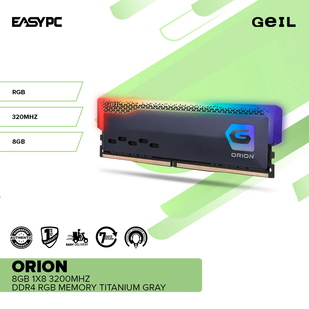 GeIL Orion 8gb 1x8 3200mhz Ddr4 Stunning and smooth RGB effects Memory Titanium Gray - Image 2