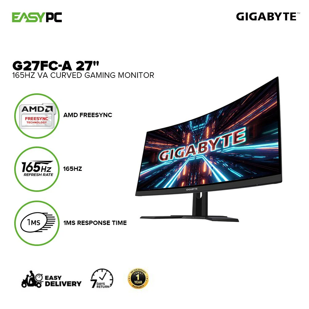 GIGABYTE 27" G27FC-A 165HZ VA AMD Freesync Curved Gaming Monitor - Image 2