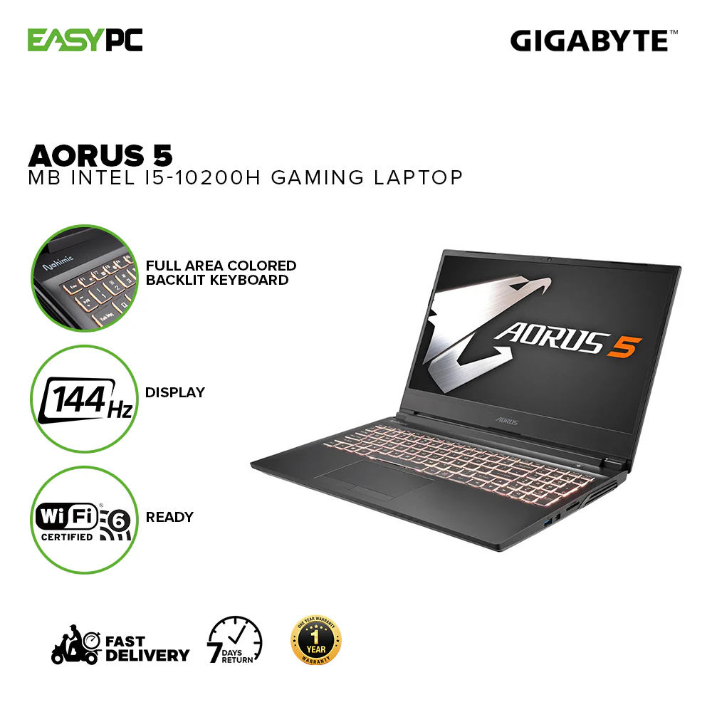 Gigabyte Aorus 5 MB 5PH1001SH Intel i5-10200H/4gb/1TB HDD/Gtx1650Ti/Win10 Laptop - Image 2
