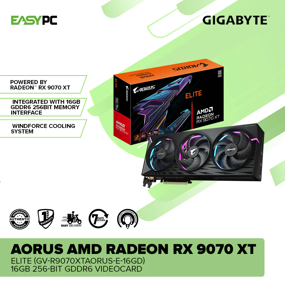Gigabyte AORUS AMD Radeon RX 9070 XT ELITE (GV-R9070XTAORUS-E-16GD) 16GB 256-Bit GDDR6 Videocard - Image 2