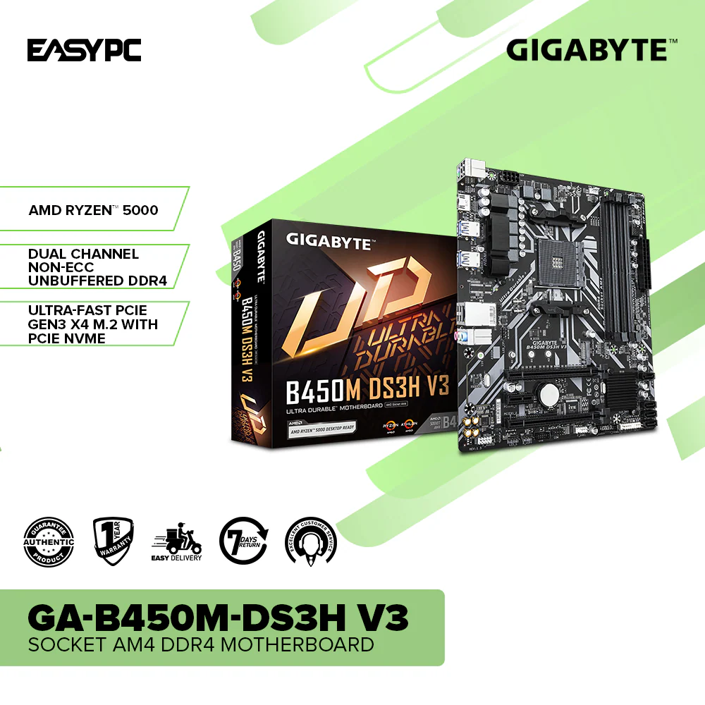 Gigabyte GA-B450M-DS3H V3 Socket Am4 Ddr4 Motherboard - Image 2