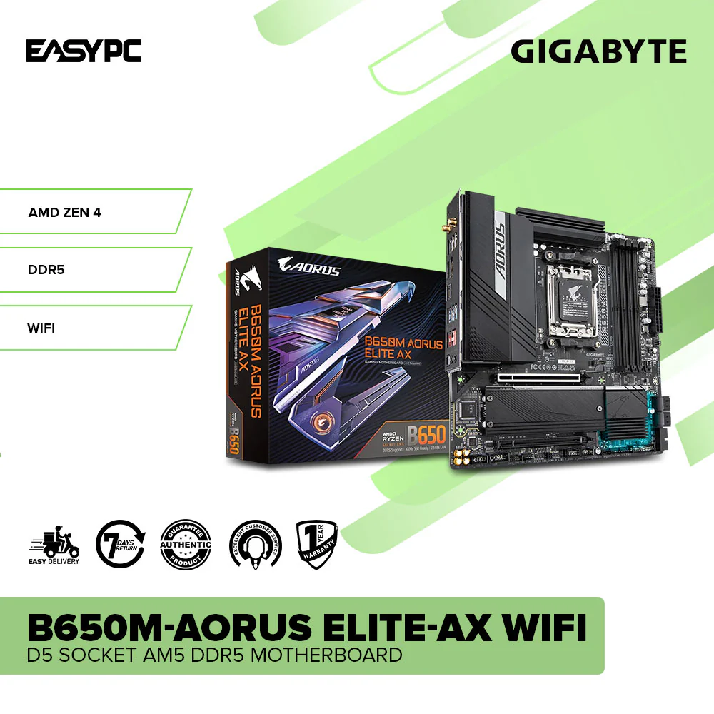 GIGABYTE B650M-AORUS ELITE-AX WIFI D5 SOCKET AM5 DDR5 Motherboard - Image 2