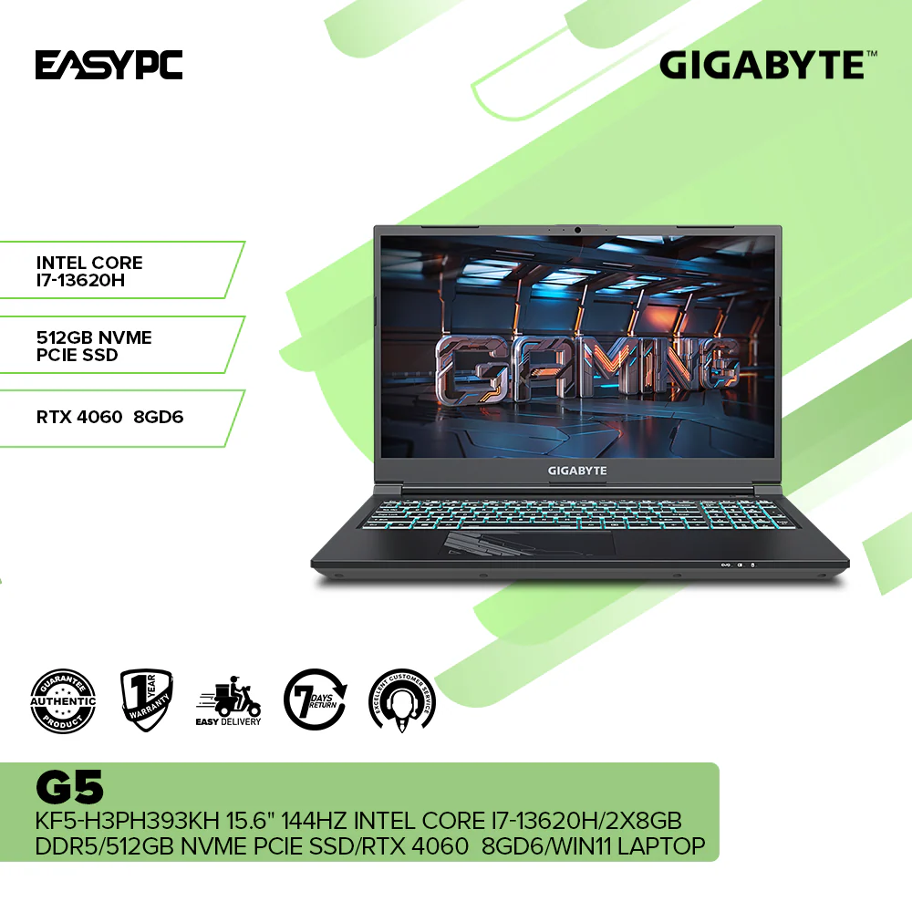 Gigabyte G5 KF5-H3PH393KH 15.6" 144Hz i7-13620H/8GB+8GB DDR5/512GB SSD/RTX 4060 8GD6/Win11 Laptop - Image 2