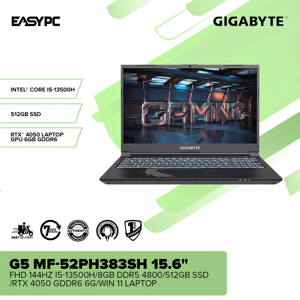 GIGABYTE G5 MF-52PH383SH 15.6" FHD 144Hz i5-13500H/8GB DDR5/512GB SSD/RTX4050 GDDR6 6G/Win 11 Laptop - Image 2