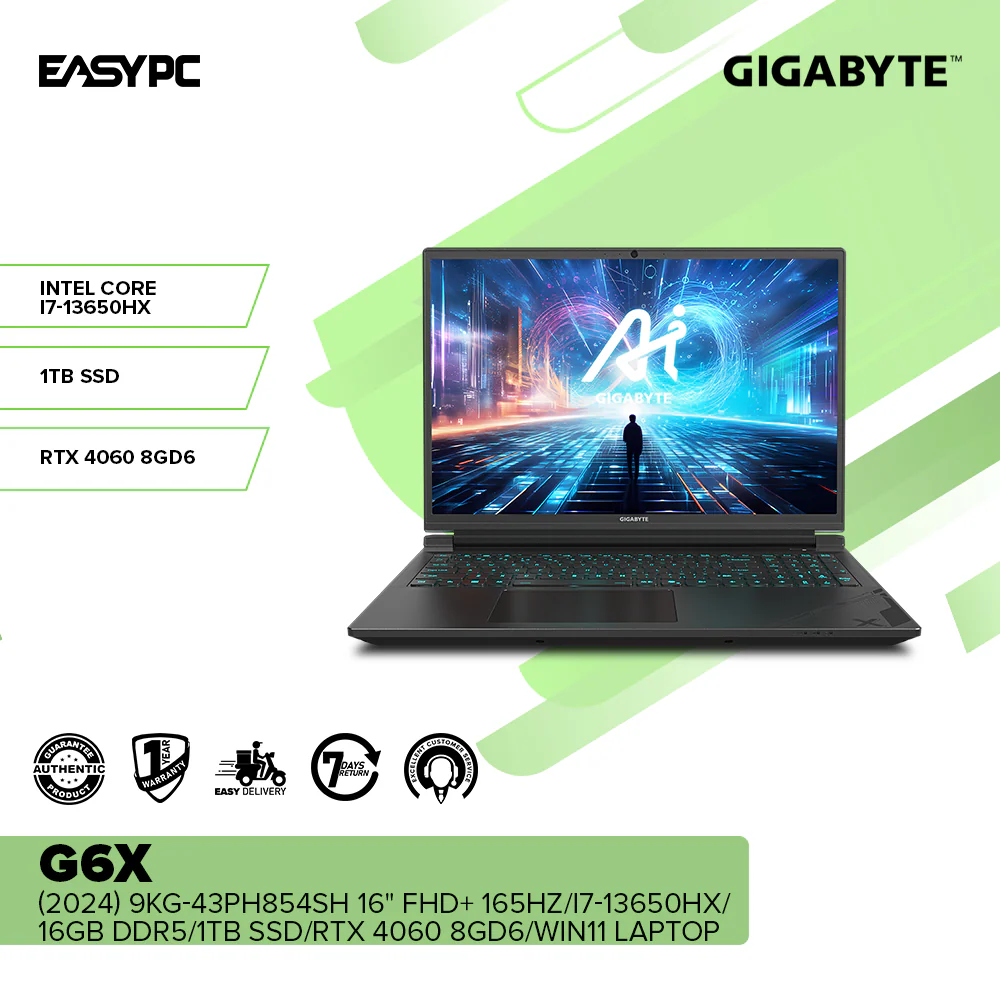 Gigabyte G6X 9KG-43PH854SH 16" FHD+ 165Hz/i7-13650HX/16GB DDR5/1TB SSD/RTX4060 8GD6/Win11 Laptop - Image 2