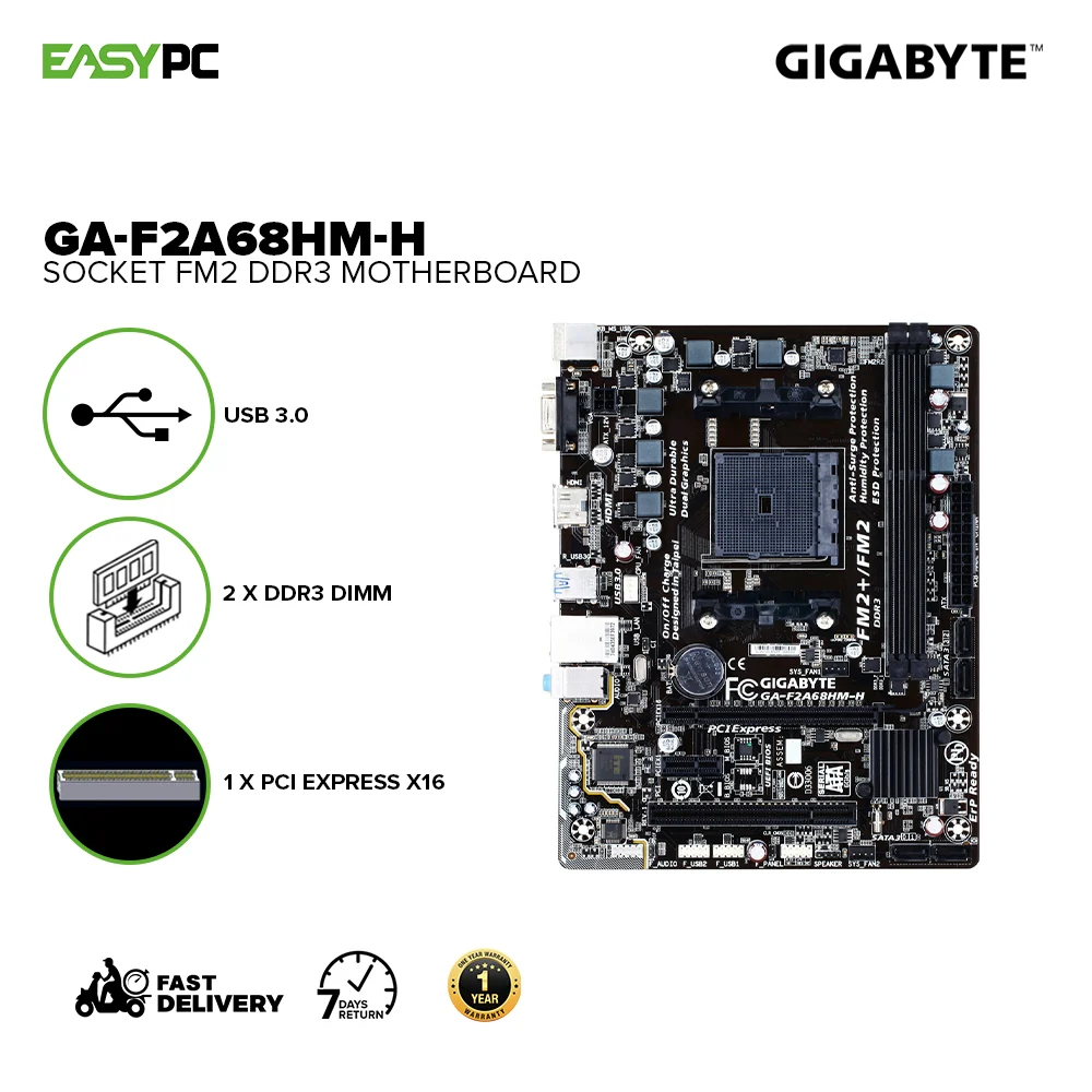 Gigabyte GA-F2A68HM-H supports AMD FM2+/FM2 A-series APU GIGABYTE Ultra Durable TechnologySocket FM2+ Gaming Motherboard - Image 2