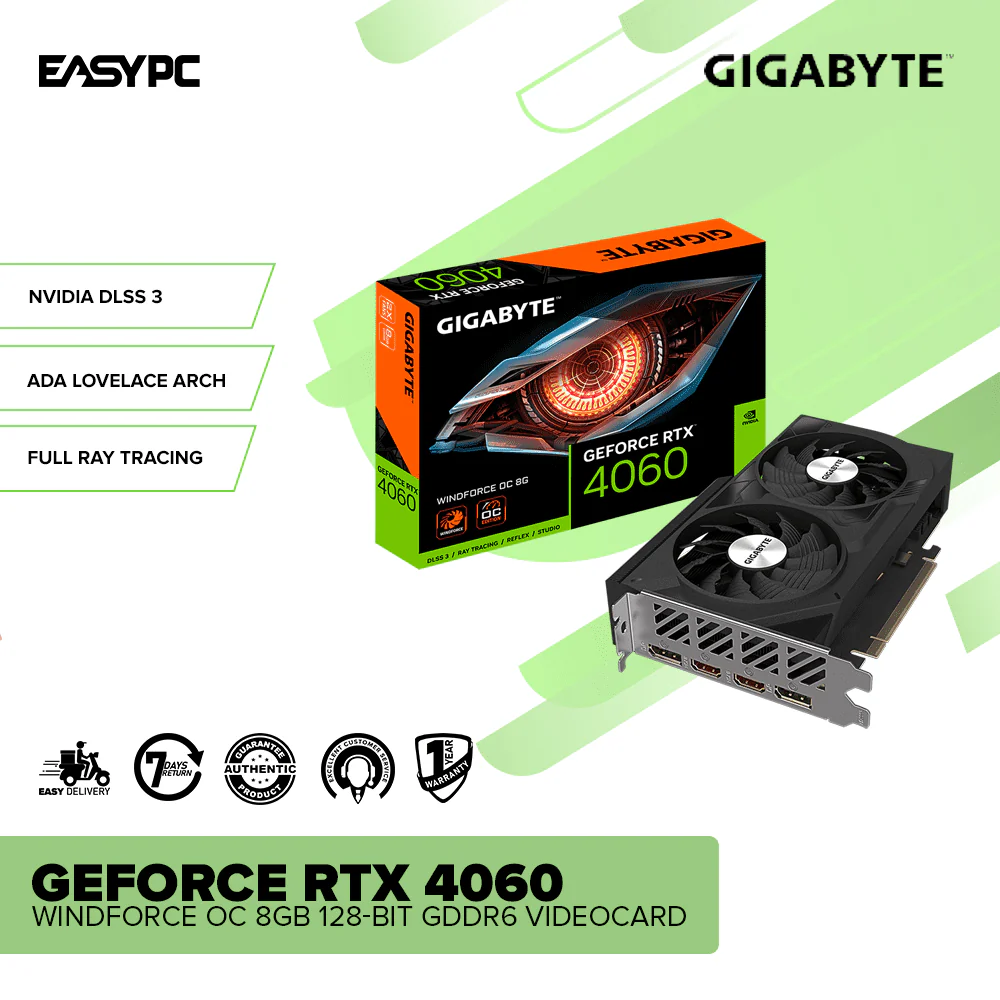 Gigabyte NVIDIAÂ® GeForce RTXÂ™ 4060 Windforce OC 8GB 128-bit GDDR6 Videocard - Image 2