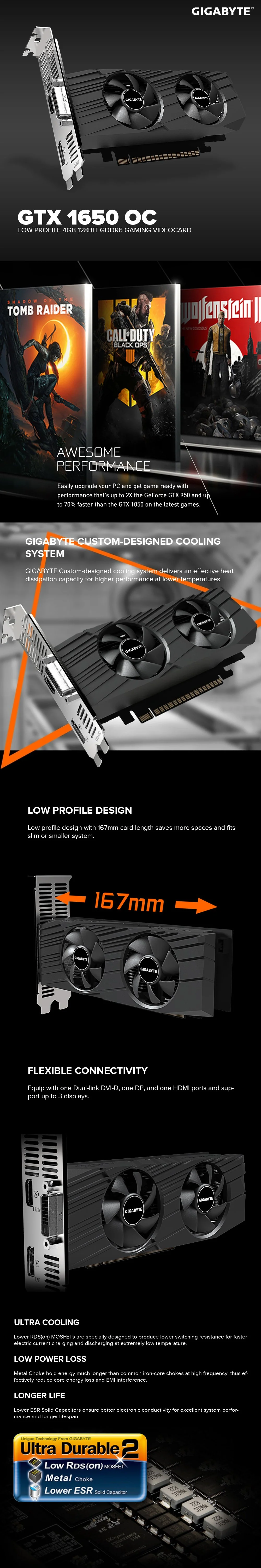 Gigabyte NVIDIA® GeForce GTX 1650 OC Low Profile 4gb 128bit GDdr6 Gaming Videocard - Image 6
