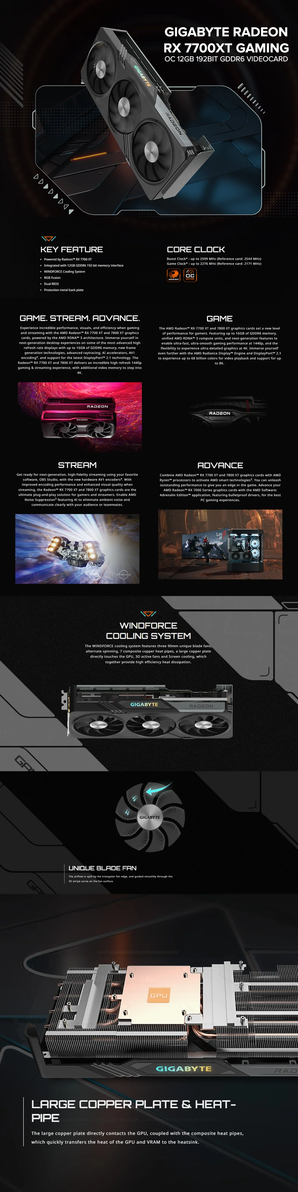 GIGABYTE RADEON RX 7700XT GAMING OC 12GB 192bit GDDR6 videocard - Image 5