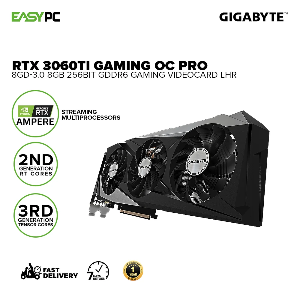 Gigabyte NVIDIAÂ® GeForce RTXÂ™ 3060Ti Gaming OC Pro GV-N306TGAMINGOC-PRO-8GD-3.0 8gb 256bit GDdr6 Gaming Videocard LHR - Image 2
