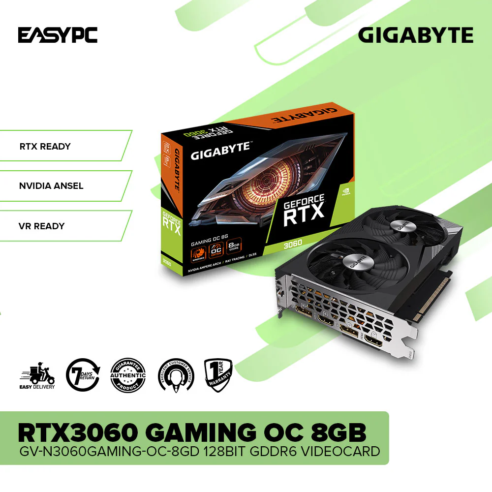 GIGABYTE NVIDIA® GeForce RTX™3060 GAMING OC 8GB GV-N3060GAMING-OC-8GD 128bit GDDR6 Gaming Videocard - Image 2