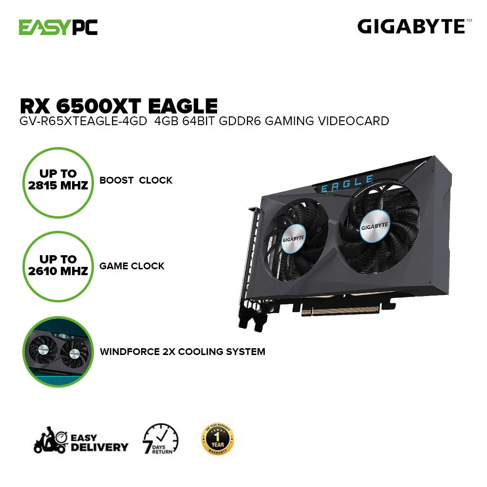Gigabyte Rx 6500xt Eagle GV-R65XTEAGLE-4GD 4gb 64bit GDdr6 WINDFORCE Gaming Videocard - Image 2