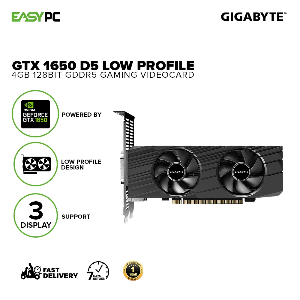 Gigbayte NVIDIAÂ® GeForce GTX 1650 D5 Low Profile GV-N1650D5-4GL 4gb 128bit GDdr5 Gaming Videocard - Image 2