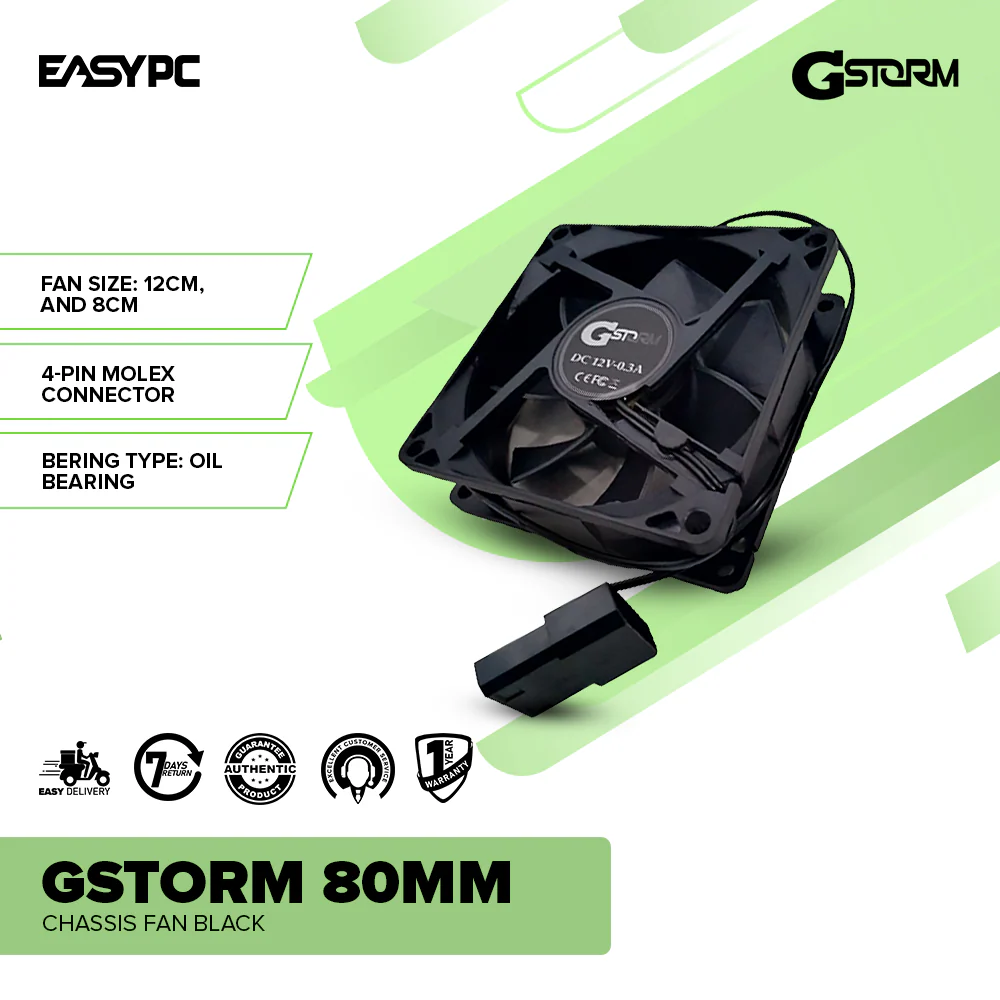Gstorm 80mm Chassis Fan Black - Image 2