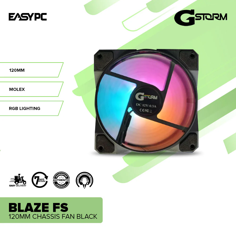Gstorm Blaze FS 120mm RGB and LED Lighting Chassis Fan Black - Image 2