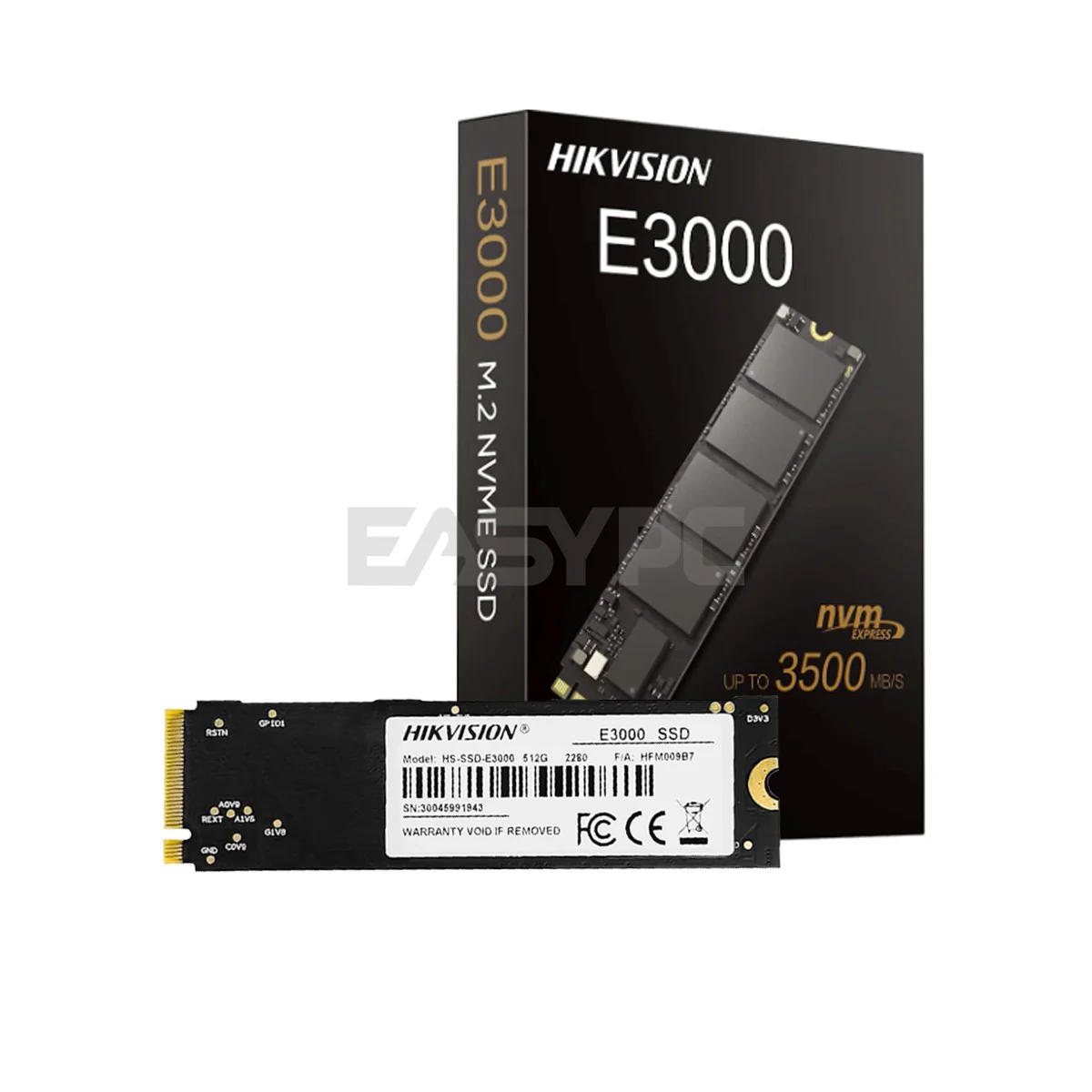Hikvision E3000 256GB/512GB M.2 PCI-e Gen3x4 NVMe Solid State Drive