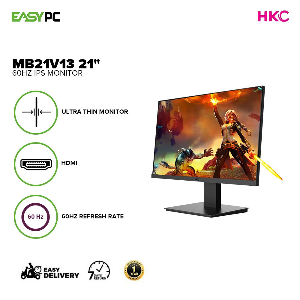 HKC 21" MB21V13 60Hz Refresh Rate 1920x1080 Led Monitor with HDMI/DSUB Flat IPS Panel Ultra-thin Monitor - Image 2