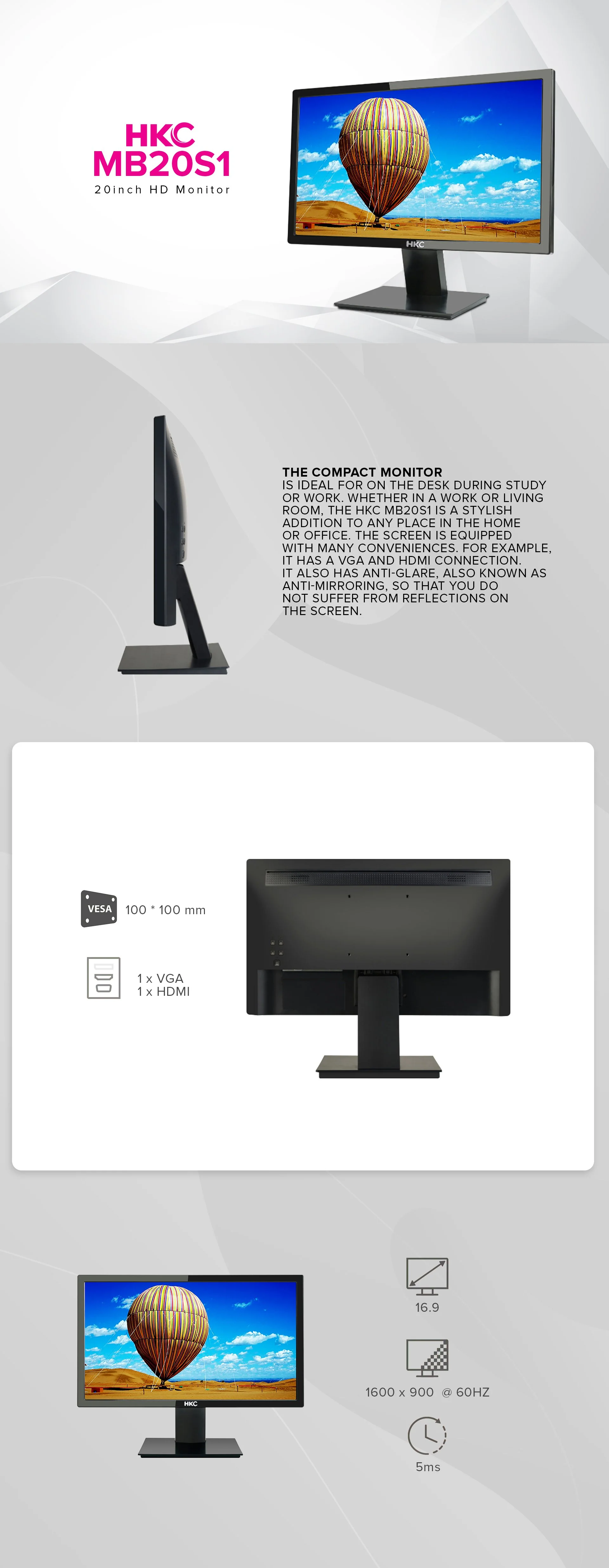 HKC MB20S1 19.5" Led Monitor Black - Image 6