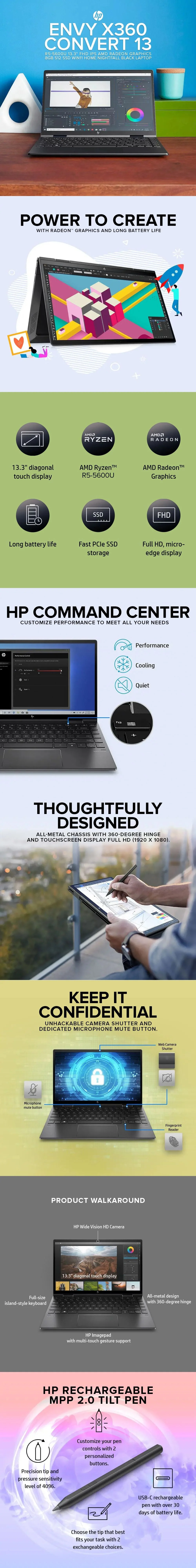 Hp Envy X360 Convert 13-Ay1053Au R5-5600U 8Gb Win11 Amd Radeon Graphics/8Gb/512 Ssd Laptop Universal - Image 6