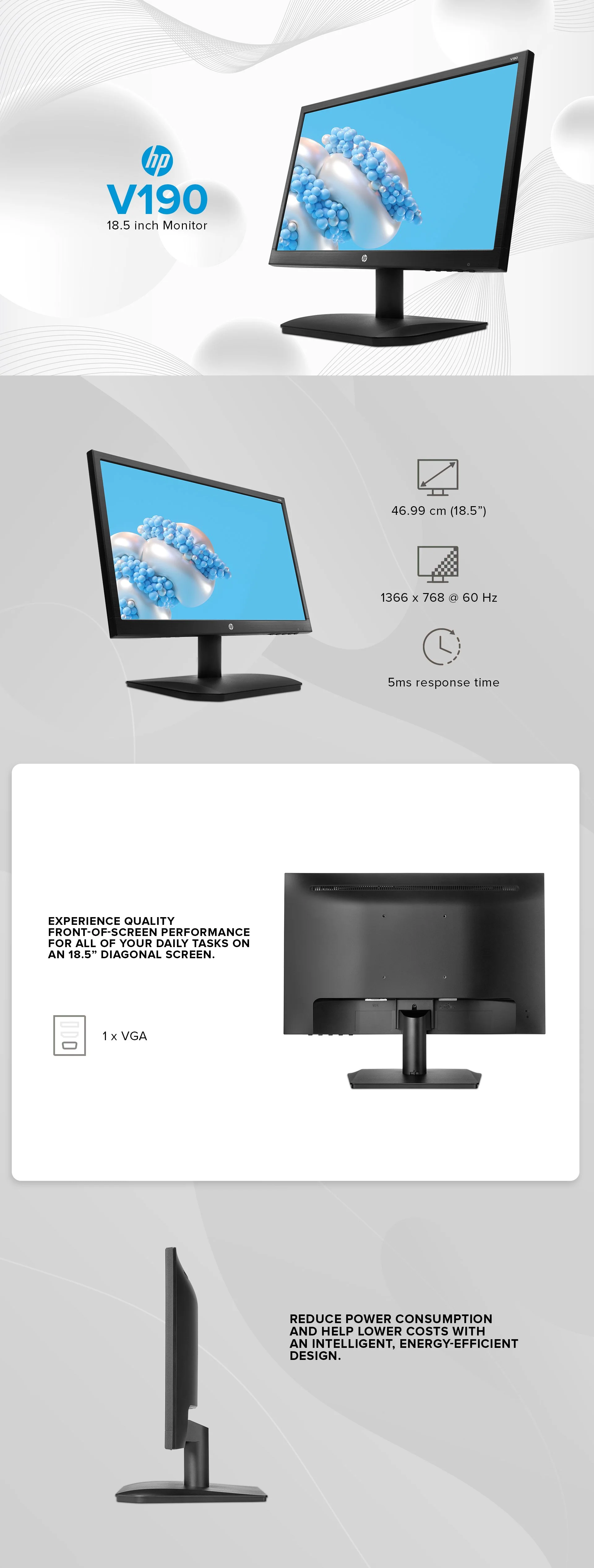 HP V190 2NK17AA 18.5 Inches 60Hz Monitor - Image 6